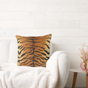 Faux Siberian Tiger Skin Throw Pillow