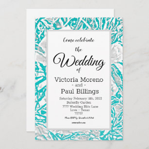 Faux Silk Embossed Illusion Rose/Teal Invitation