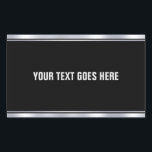 Faux Silver Black Add Your Text Template Custom Rectangular Sticker<br><div class="desc">Blank Template Faux Silver Black Add Your Text Elegant Modern Rectangular Sticker.</div>