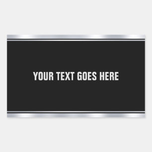 Faux Silver Black Add Your Text Template Custom Rectangular Sticker