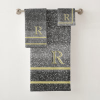 Faux Silver Black Gold Unique 3 Colour Monogram