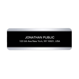 Faux Silver Black Template Modern Return Address Return Address Label