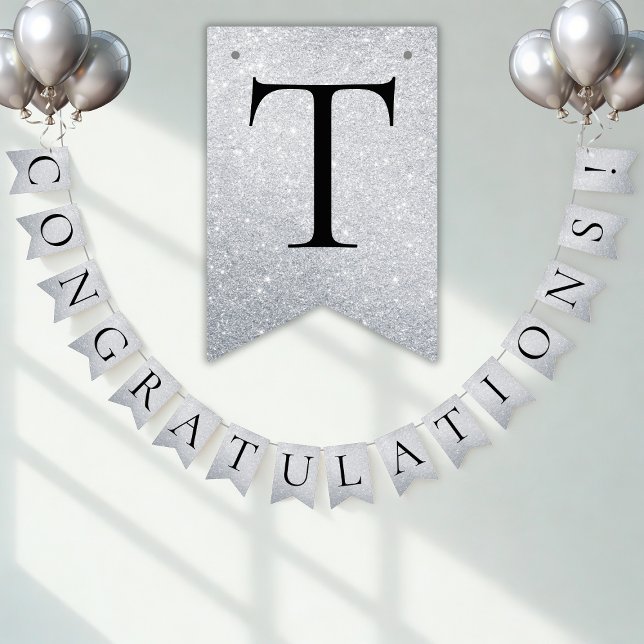 Faux Silver CONGRATULATIONS! Customizable Party Bunting (Creator Uploaded)