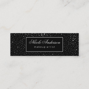 Faux Silver Dot Pattern Black Label Mini Business Card