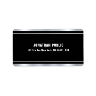 Faux Silver Elegant Black Template Modern Address Label
