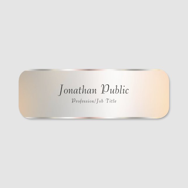 Faux Silver Elegant Professional Template Modern Name Tag (Front)