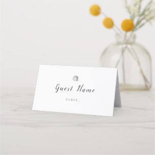 Faux silver floral minimalist wedding place cards