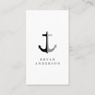 Faux Silver Foil and Black Anchor Business Card