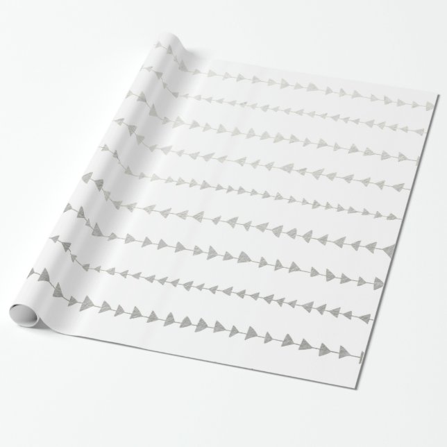 Faux Silver Foil Arrows Pattern Wrapping Paper (Unrolled)