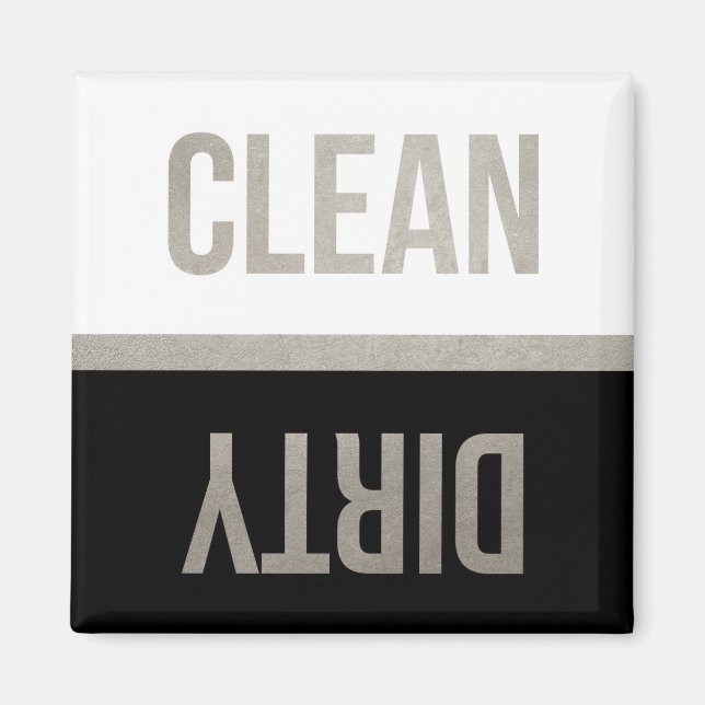 Faux Silver Foil Clean Dirty Dishwasher Magnet (Front)