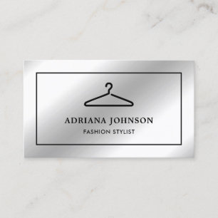 Faux Silver Foil Clothes Hanger Fashion Stylist Business Card