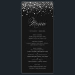 Faux Silver Foil Confetti Black Wedding Menu Card<br><div class="desc">Modern and elegant menu card featuring faux silver foil confetti dots with pinstripes pattern and black background. This is faux rose gold foil - there will be NO actual foil. Perfect menu card for weddings,  bridal showers,  baby showers,  engagements parties and other events.</div>