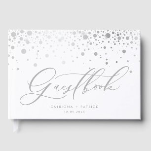 Faux SIlver Foil Confetti Dots Wedding Guest Book