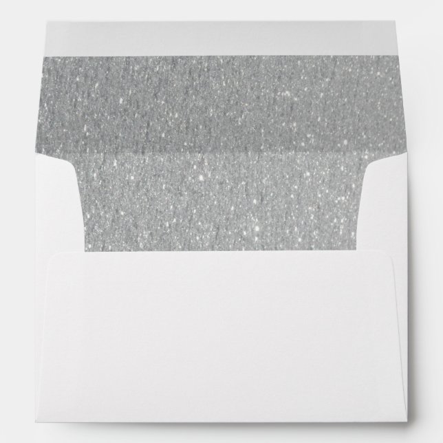 Faux Silver Foil Confetti Elegant Sparkles Envelop Envelope (Back (Bottom))