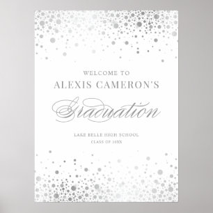Faux Silver Foil Confetti Graduation Party Welcome Poster