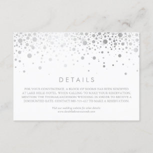 Faux Silver Foil Confetti White Wedding Details Enclosure Card