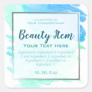 Faux Silver Foil Handmade Skin Care Business Square Sticker