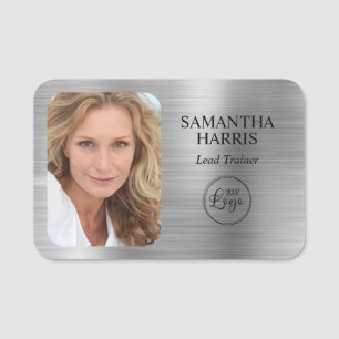 Faux Silver Foil Logo and Photo Name Tag