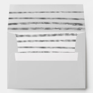 Faux Silver Foil Striped and Elegant Envelopes