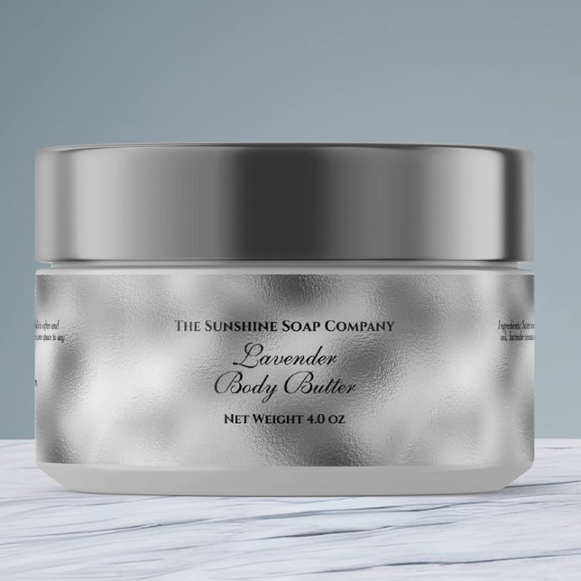 Faux Silver Foil Style Cosmetics Jar Label (Creator Uploaded)