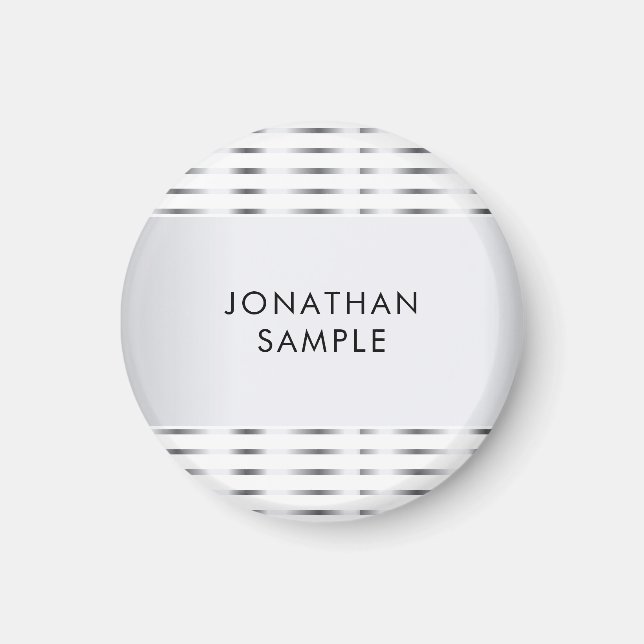 Faux Silver Glamour Elegant Modern Template Magnet (Front)