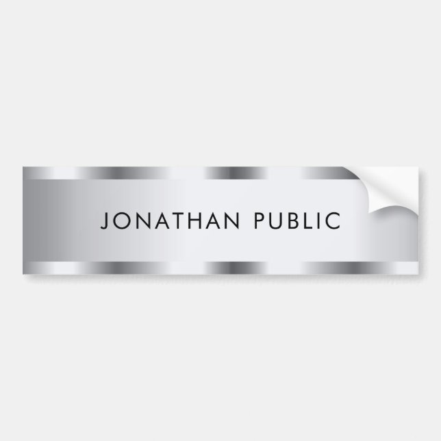 Faux Silver Glamour Elegant Modern Template Simple Bumper Sticker (Front)