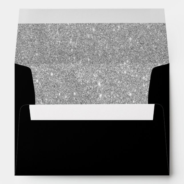 Faux Silver Glitter and Black Envelope (Back (Bottom))