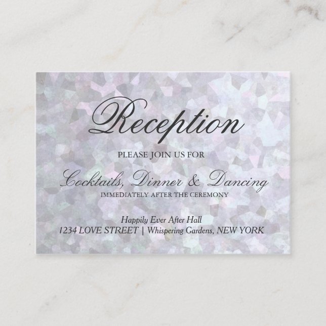 Faux Silver Glitter Foil Reception Card (Front)