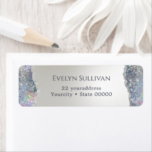 Faux Silver Glitter Foil Return Address Label