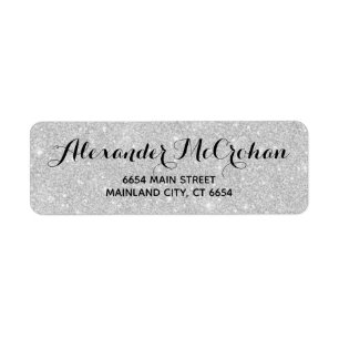 Faux Silver Glitter Foil Return Address Label