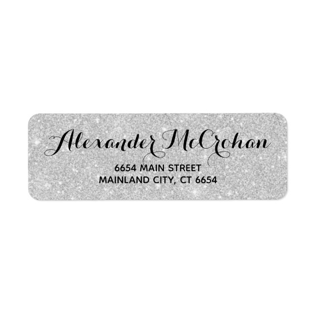 Faux Silver Glitter Foil Return Address Label (Front)