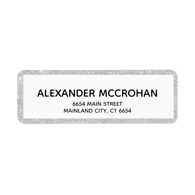 Faux Silver Glitter Foil Return Address Label (Front)
