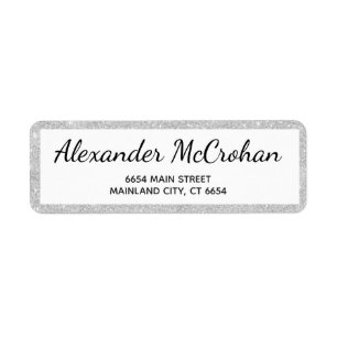 Faux Silver Glitter Foil Return Address Return Address Label