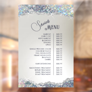 Faux Silver Glitter Foil Services Menu