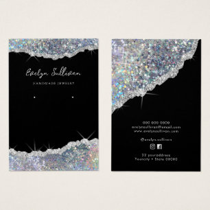 Faux silver glitter jewellery display card