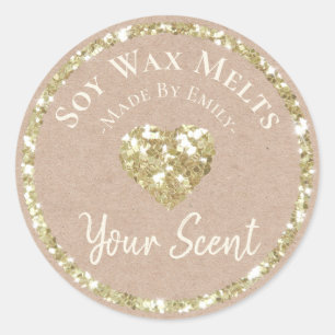 Faux Silver Glitter Label Homemade Soy Wax Melt