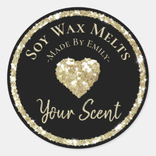 Faux Silver Glitter Label Homemade Soy Wax Melt