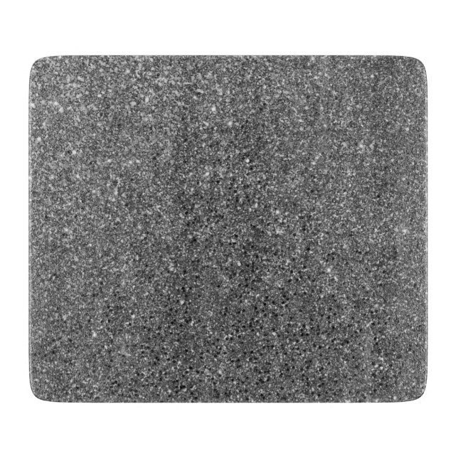 Faux Silver Glitter Modern Kitchen Cutting Board (Front)