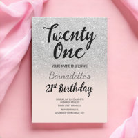 Faux silver glitter ombre 21st Birthday