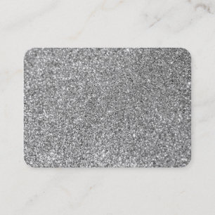 Faux Silver Glitter Photo Business Card