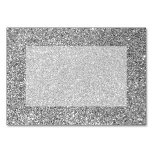 Faux Silver Glitter Photo Table Number