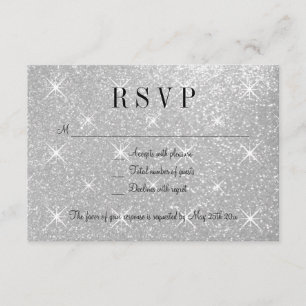 Faux silver glitter RSVP wedding response cards