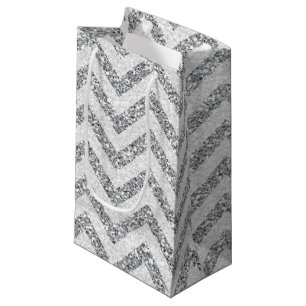 Faux Silver glitter small gift bag