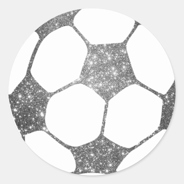 Faux Silver Glitter Soccer Ball Sticker (Front)