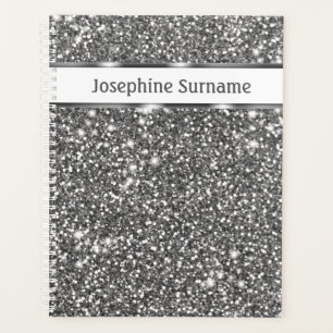 Faux Silver Glitter Texture Look & Custom Text Planner