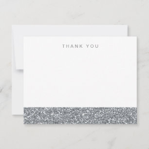 Faux Silver Glitter Thank You Card