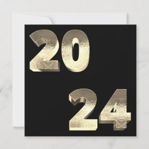 Faux Silver Gold Happy New Year 2024 Holiday Card