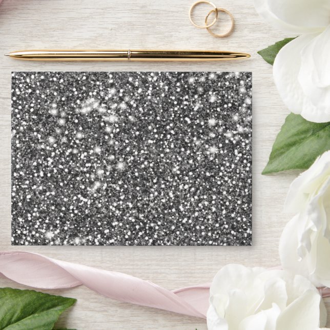 Faux Silver Grey Glitter Texture Look-like Design Envelope (Wedding)