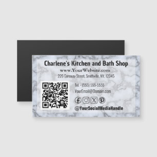 Faux Silver Grey Marble Magnetic Business Card