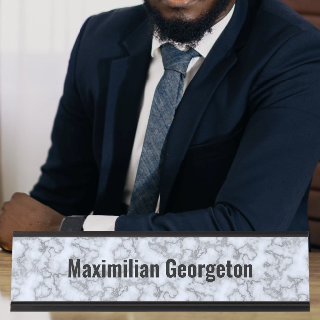 Faux Silver Grey Marble - Neutral for any office Desk Name Plate (Faux Silver Gray Marble - Neutral for any office Desk Name Plate by Office Accessories Shop)